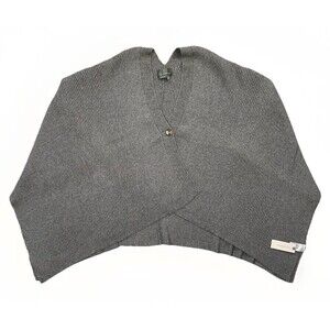 Anthropologie Poncho Sweater Womens One Size Grey Ribbed Button Front Cloak NWT